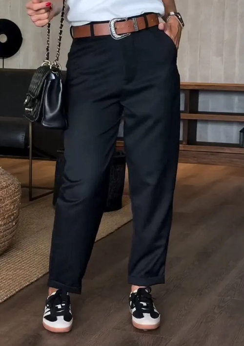 Thalindra Gestreifte Anzughose - Schwarz