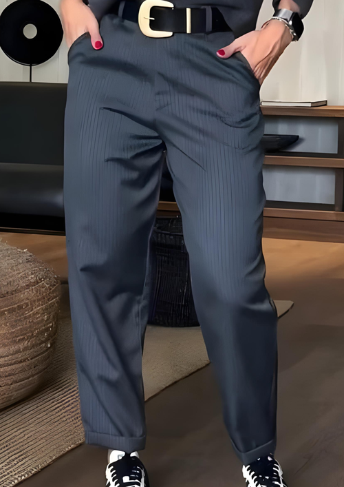 Thalindra Gestreifte Anzughose - Dunkelblau