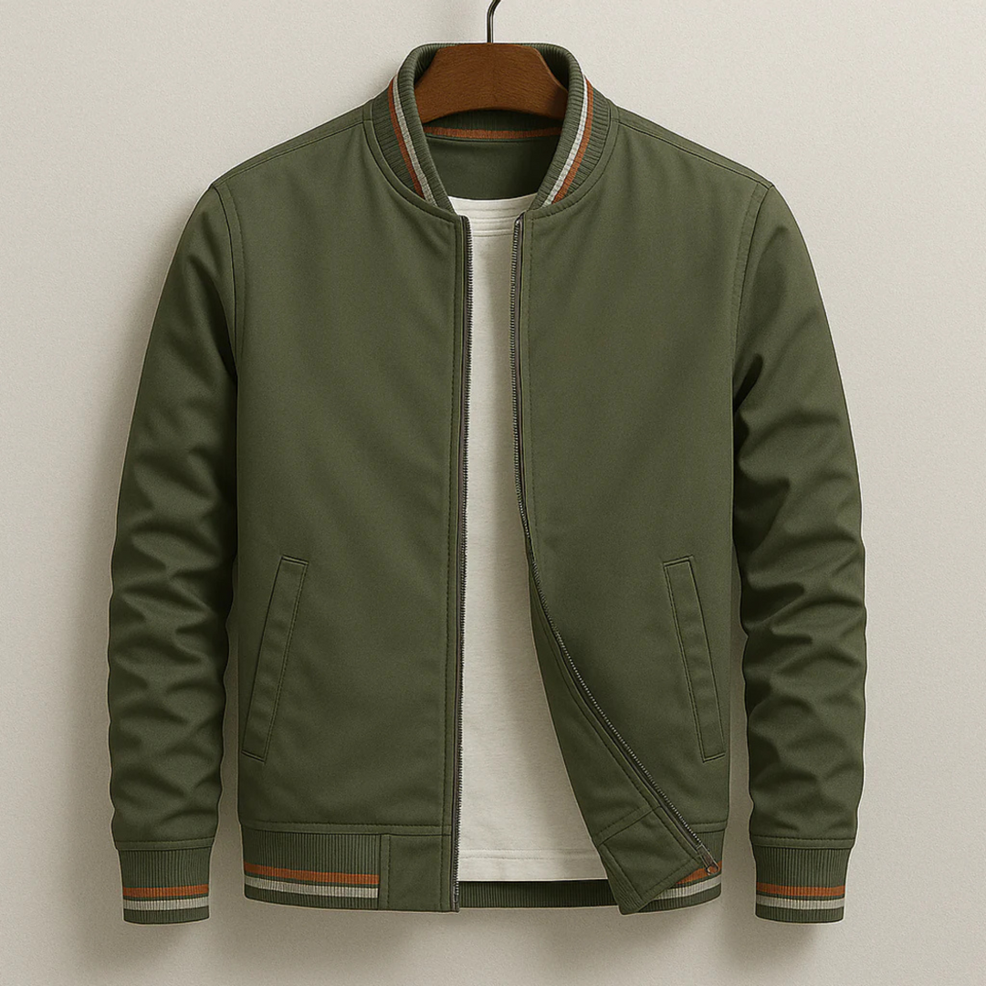 Maelisio Eleganter Bomber-Blouson mit Streifen - Grün