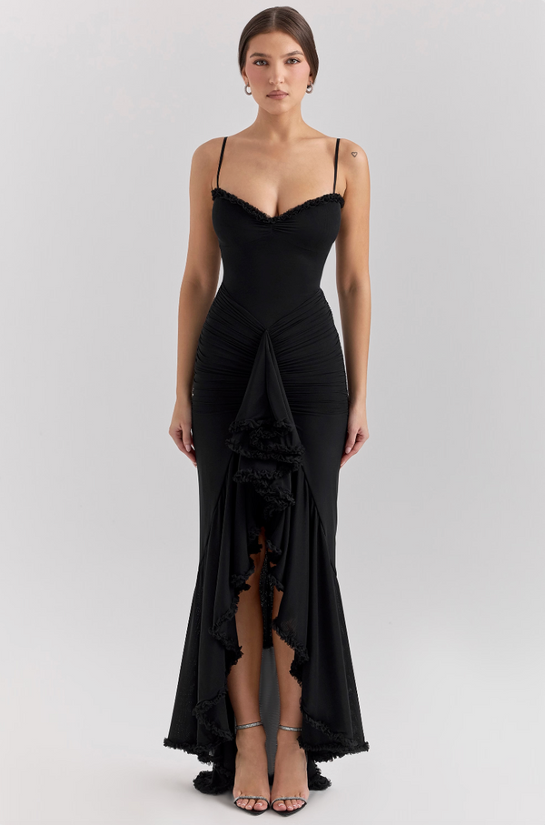 Leah | Maxikleid mit Rüschen und Schlitz