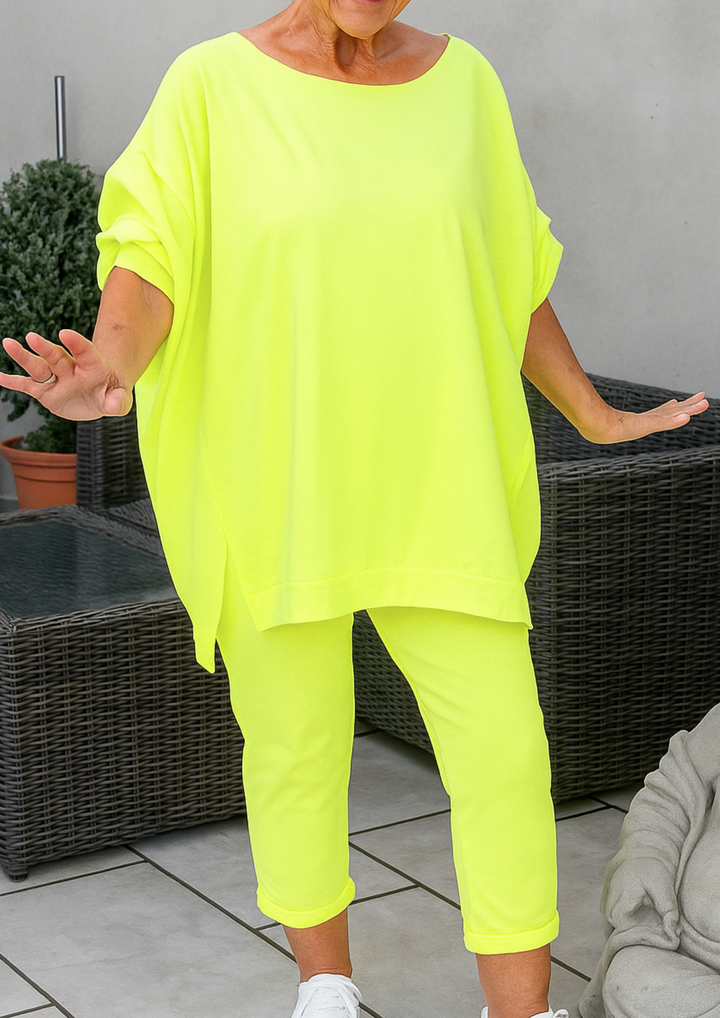 Rani Loungewear-Set mit Pullover-Top und verkürzter Hose - Gelb