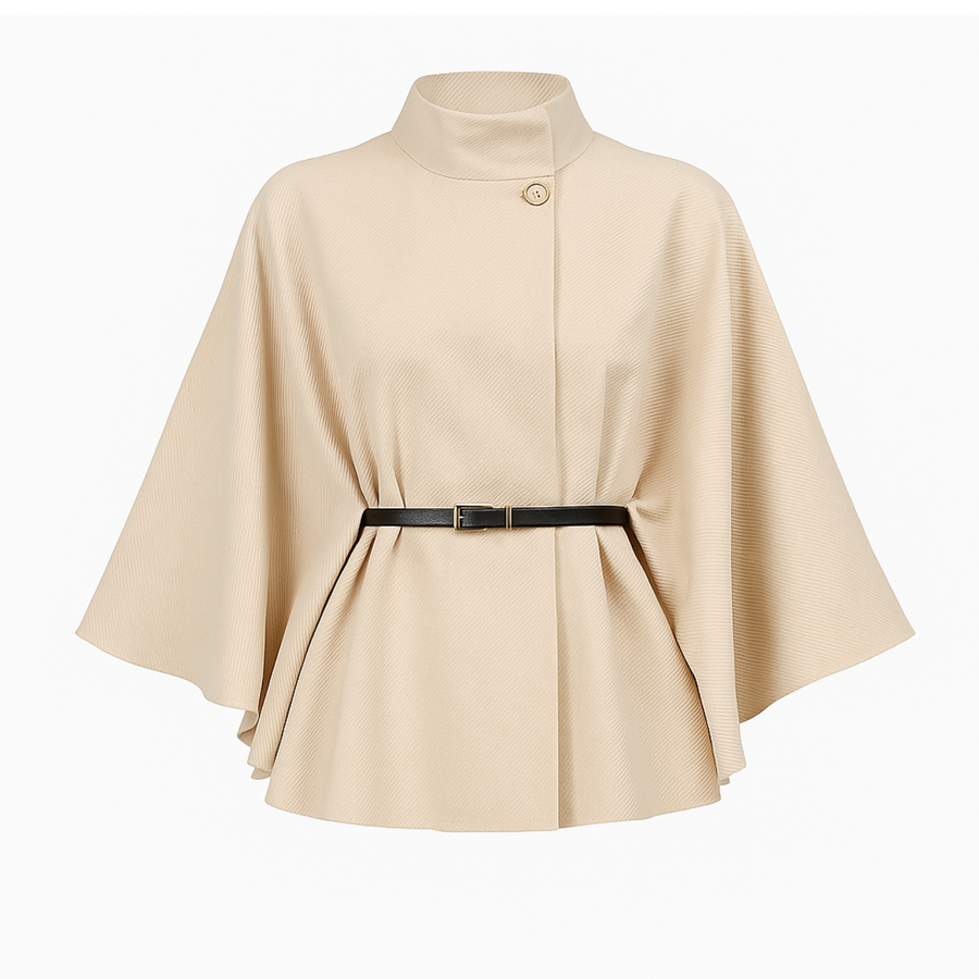 Elun Chice Flutter-Sleeve Belted Jacket