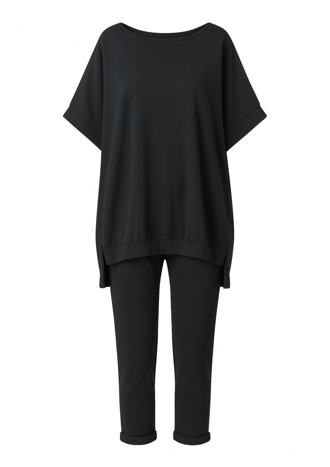 Rani Loungewear-Set mit Pullover-Top und verkürzter Hose - Schwarz