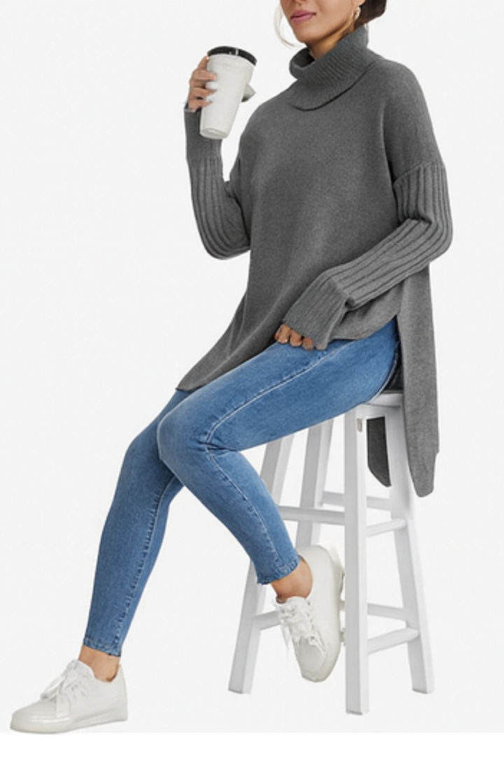 Bridgette | Langer Rollkragenpullover