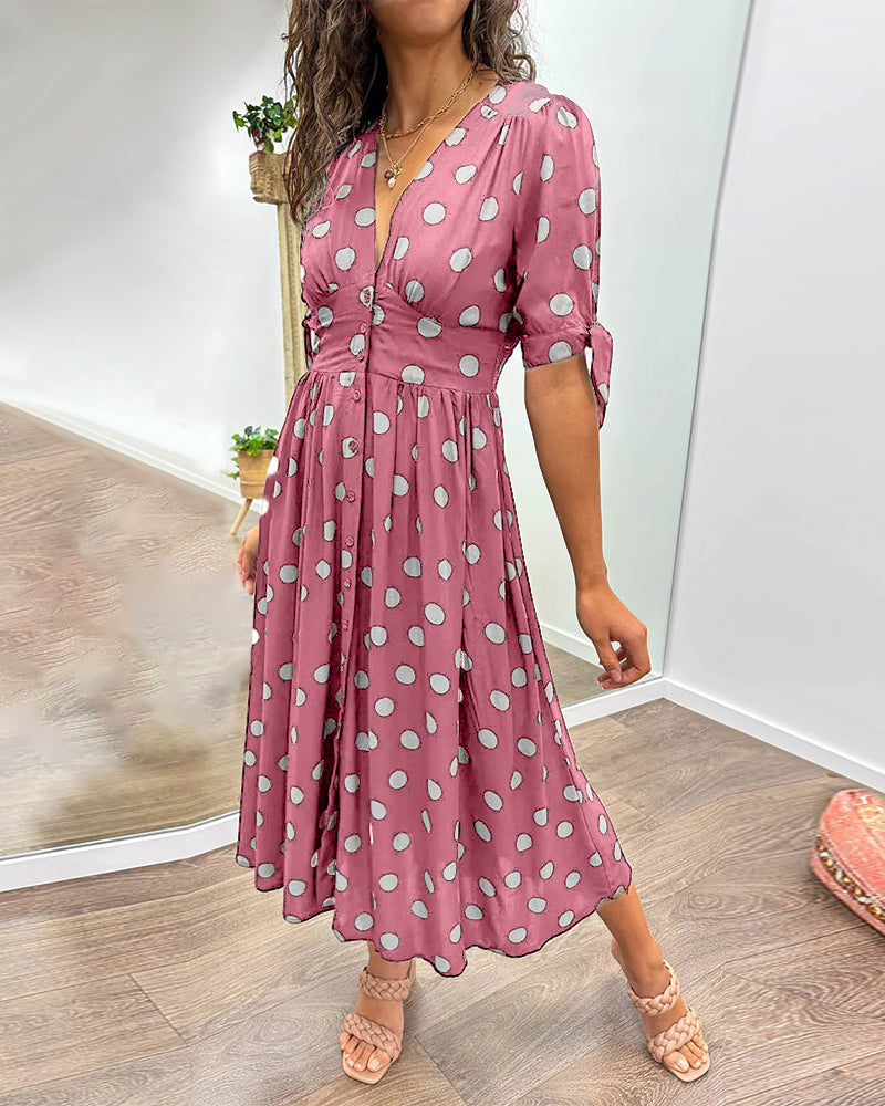Dalina | Geknöpftes Midi mit Polka-Charme