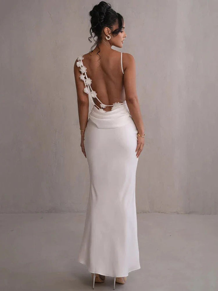 Nina™ Luxuriöses Seiden-Party-Kleid mit Rüschen