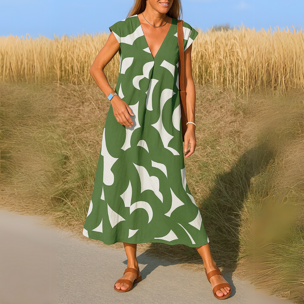 Valérie | Fließendes Kleid mit V-Ausschnitt