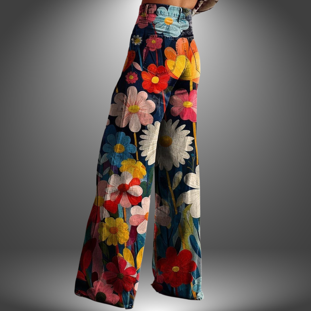 Olivia | Premium Hose mit Blumenmuster