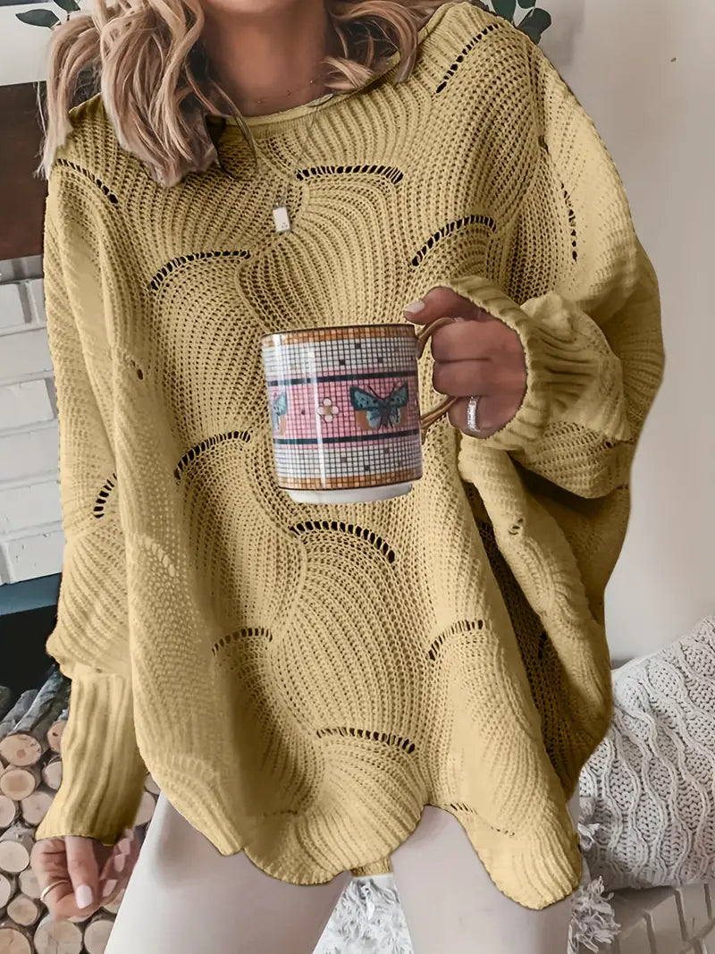 Adrianna™ | einfarbiger Strickpullover mit Ausschnitten