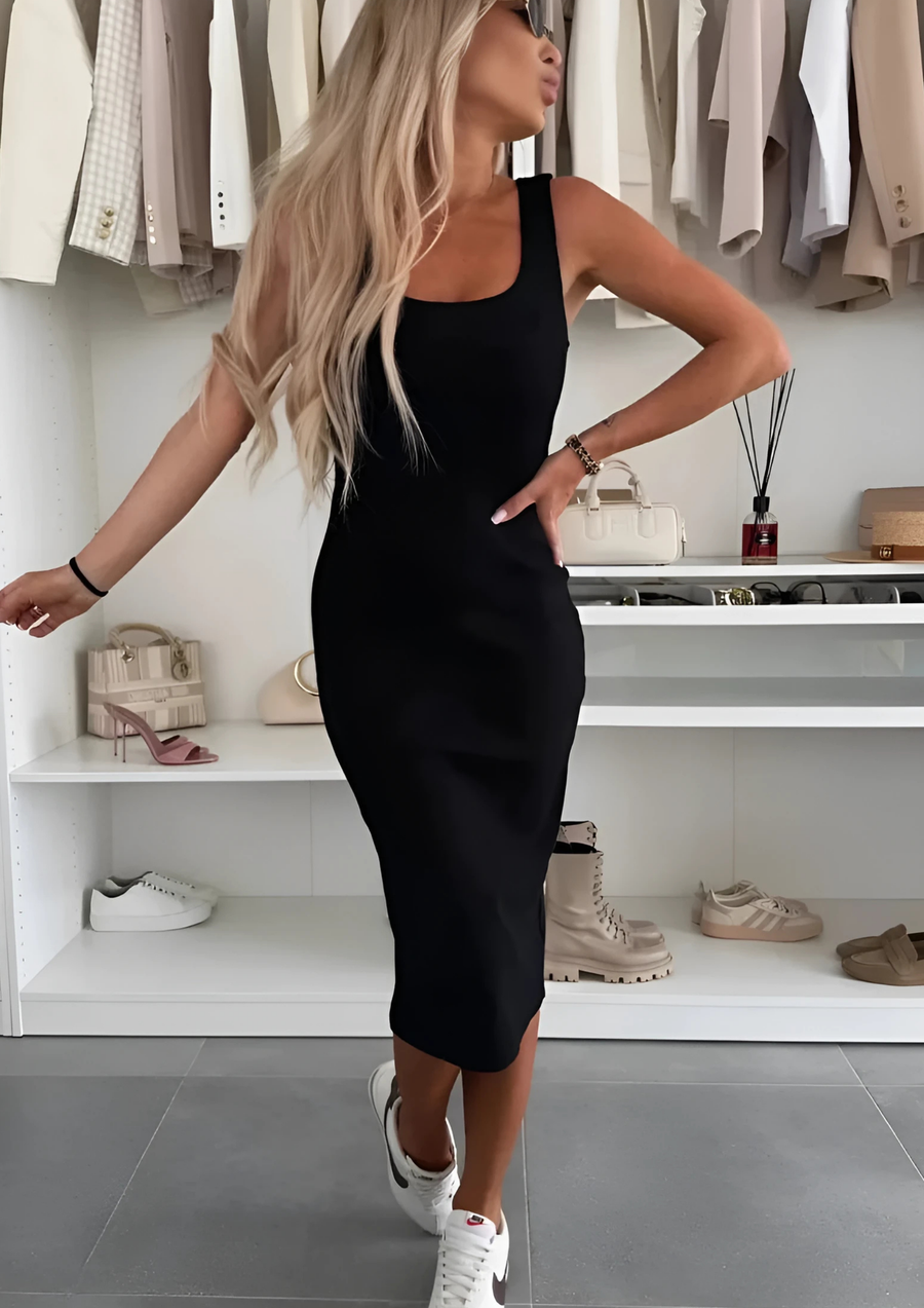 Miru Midi Dress & Cardigan Set