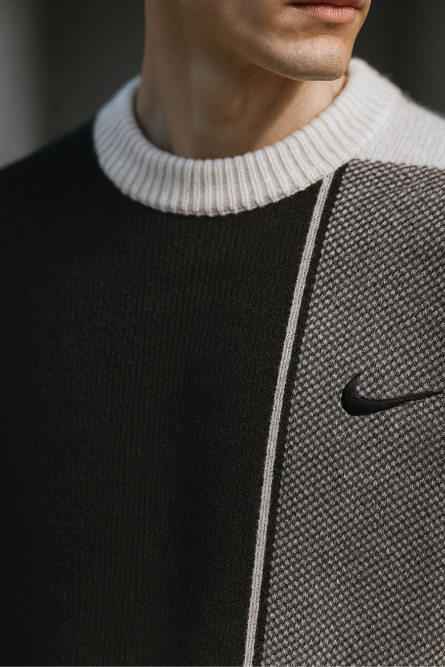 Harrison Checkered Knit Crew Neck Sweater