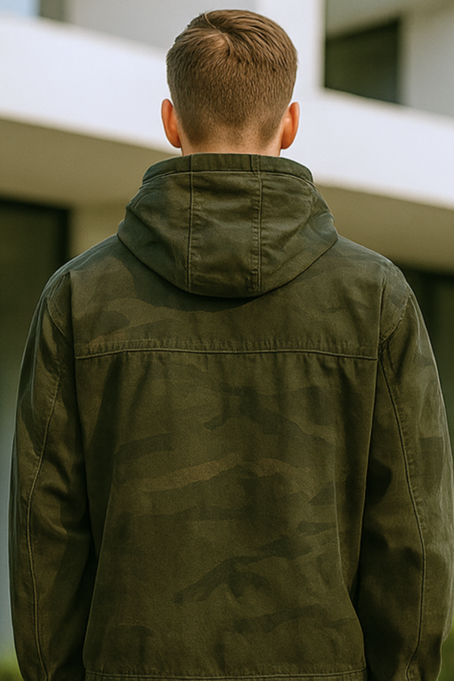 Eddie Lightweight Hooded Urban Camo Jacket for Spring to Fall