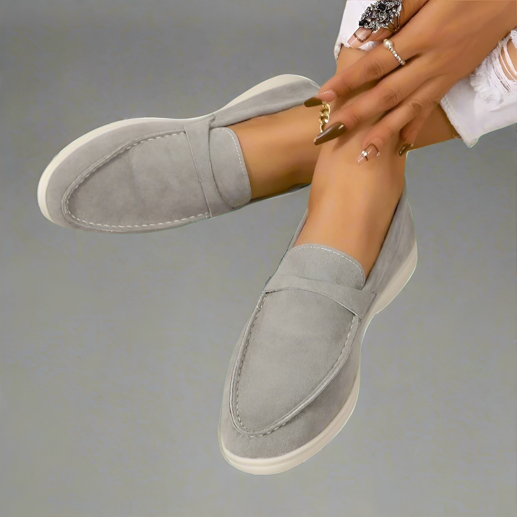 Carina™ | Handgjorda eleganta mocassiner av mocka