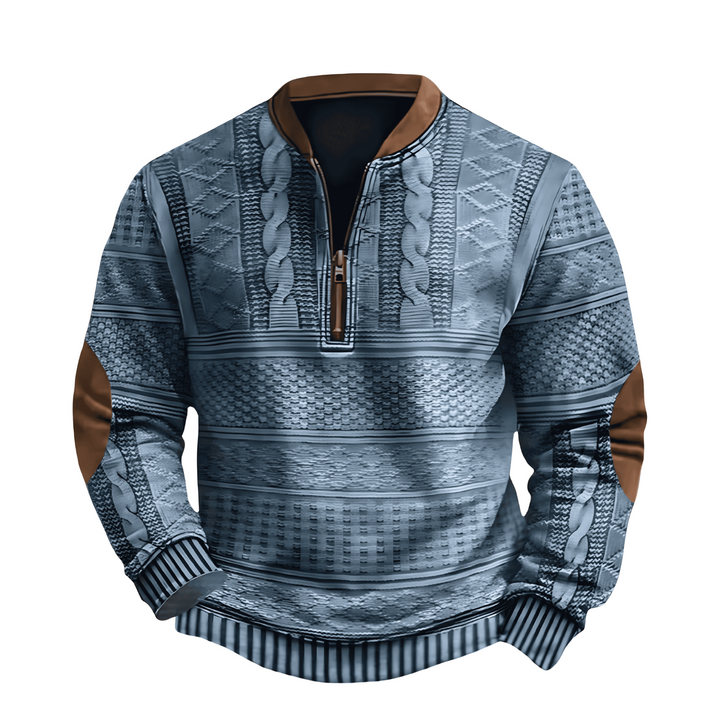 Adrian Strickpullover mit Reißverschlussdetail - Blau