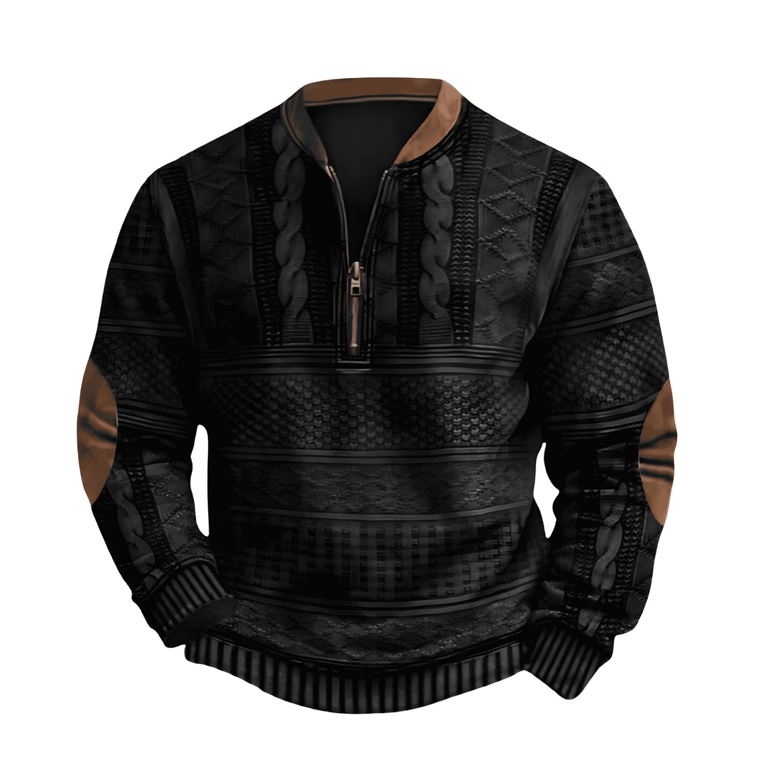Adrian Strickpullover mit Reißverschlussdetail - Schwarz