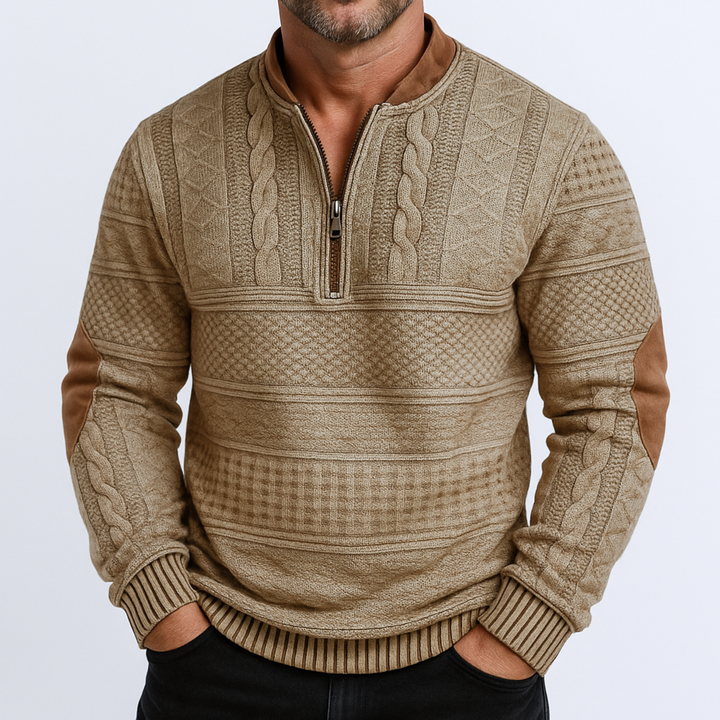 Adrian Strickpullover mit Reißverschlussdetail - Khaki