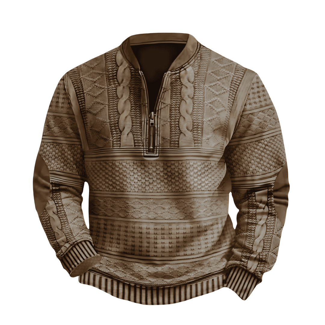 Adrian Strickpullover mit Reißverschlussdetail - Khaki