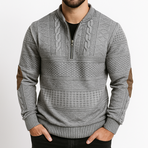 Adrian Strickpullover mit Reißverschlussdetail - Grau