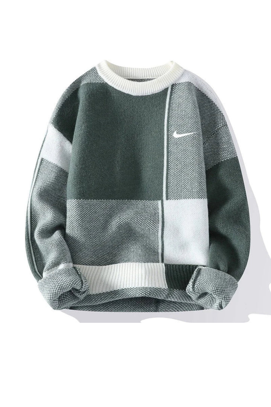 Harrison Checkered Knit Crew Neck Sweater