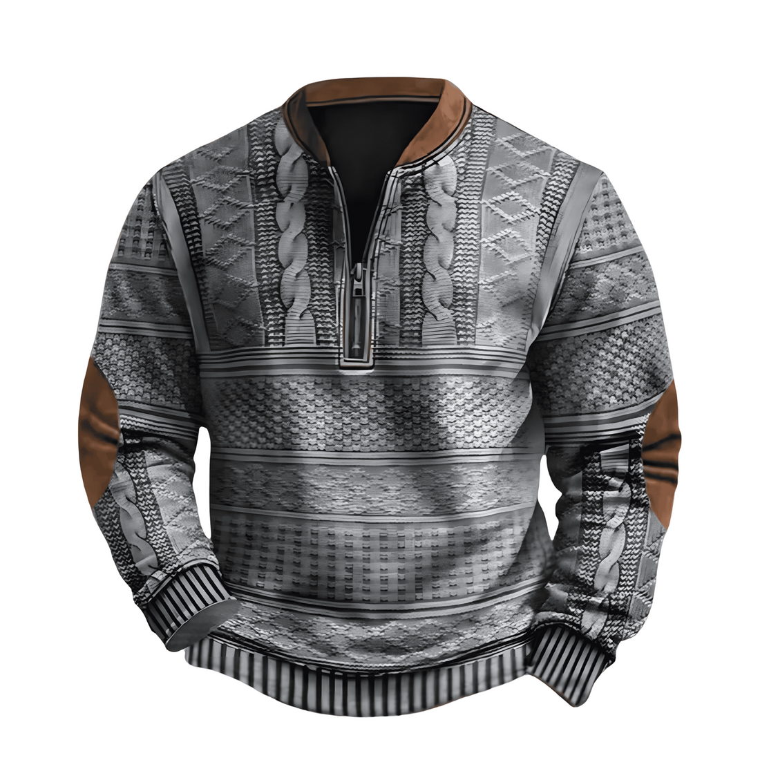 Adrian Strickpullover mit Reißverschlussdetail - Grau