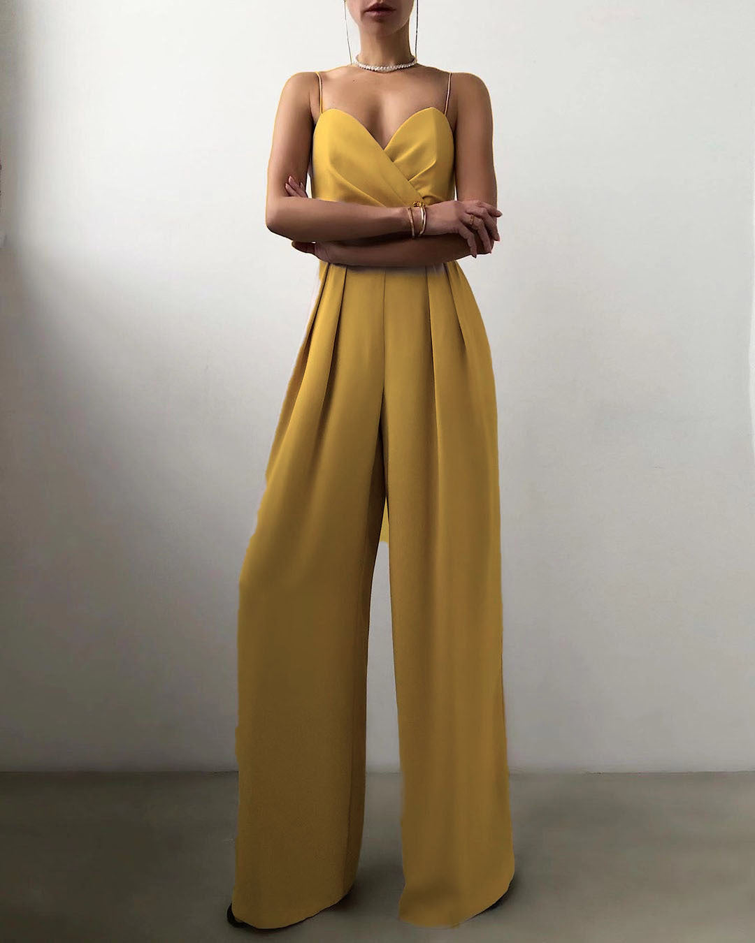Rebecca – Overall mit geradem Bein, hoher Taille und feinen Trägern