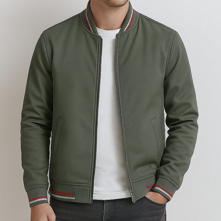 Maelisio Eleganter Bomber-Blouson mit Streifen - Oliv