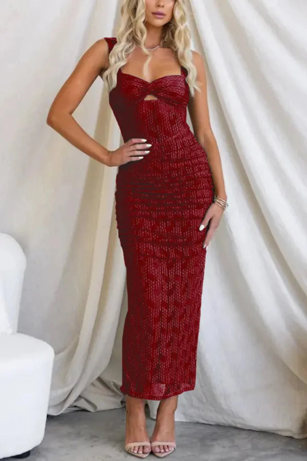 Veronica | Maxikleid aus gerafftem Mesh zur Betonung der Figur