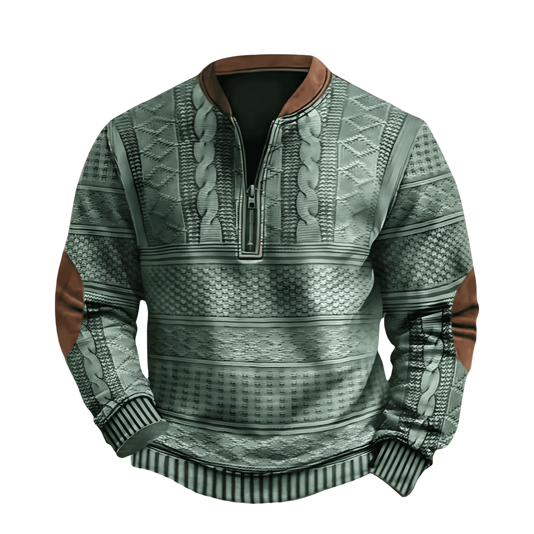 Adrian Strickpullover mit Reißverschlussdetail - Grün