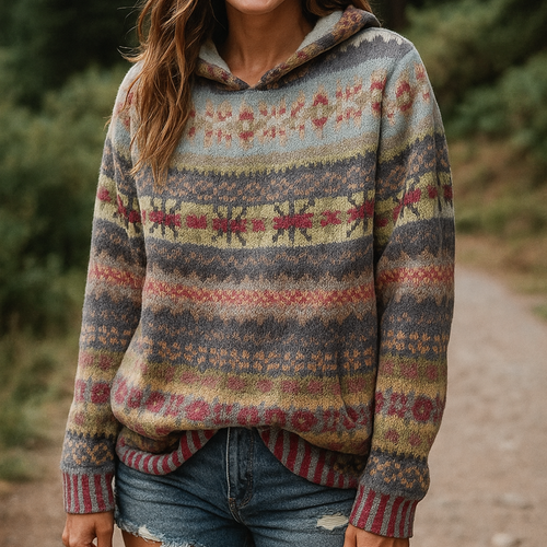 Sola Hoodie mit zeitlosem Muster - Rot