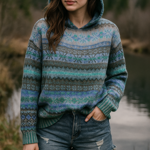 Sola Hoodie mit zeitlosem Muster - Blau