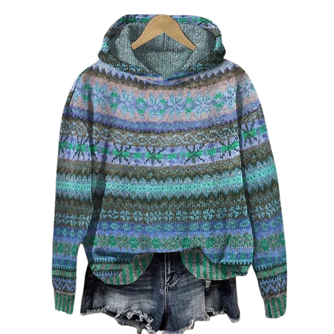Sola Hoodie mit zeitlosem Muster - Blau
