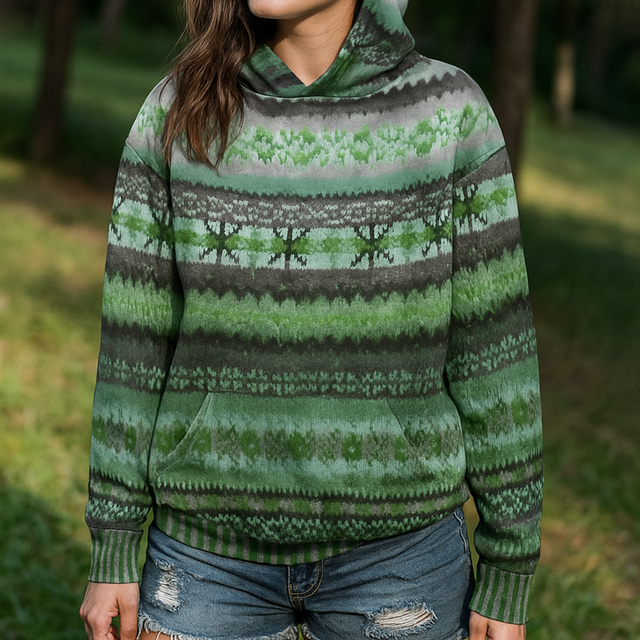 Sola Hoodie mit zeitlosem Muster - Grün