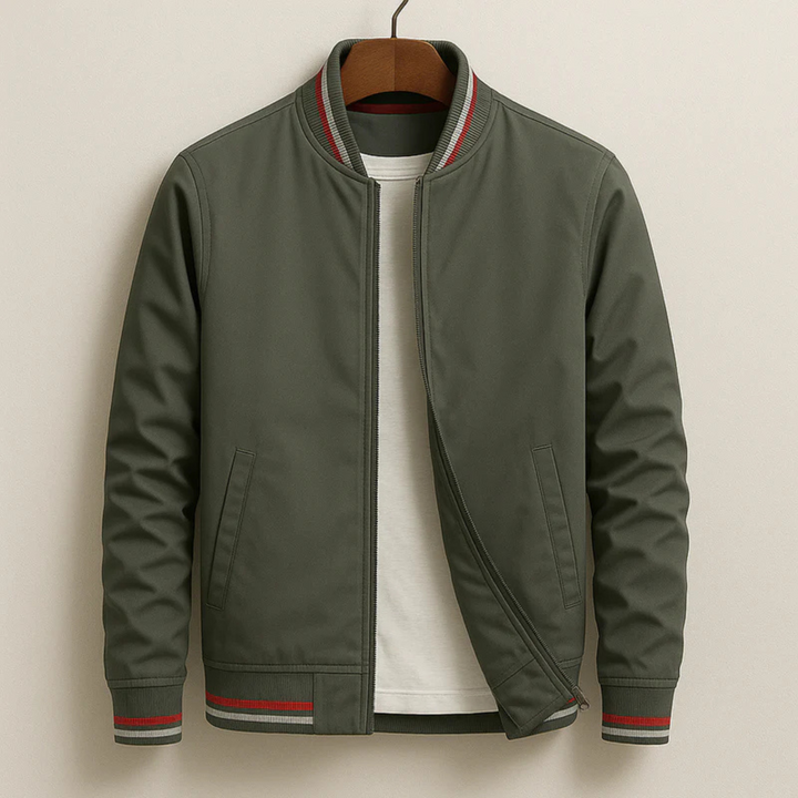 Maelisio Eleganter Bomber-Blouson mit Streifen - Oliv