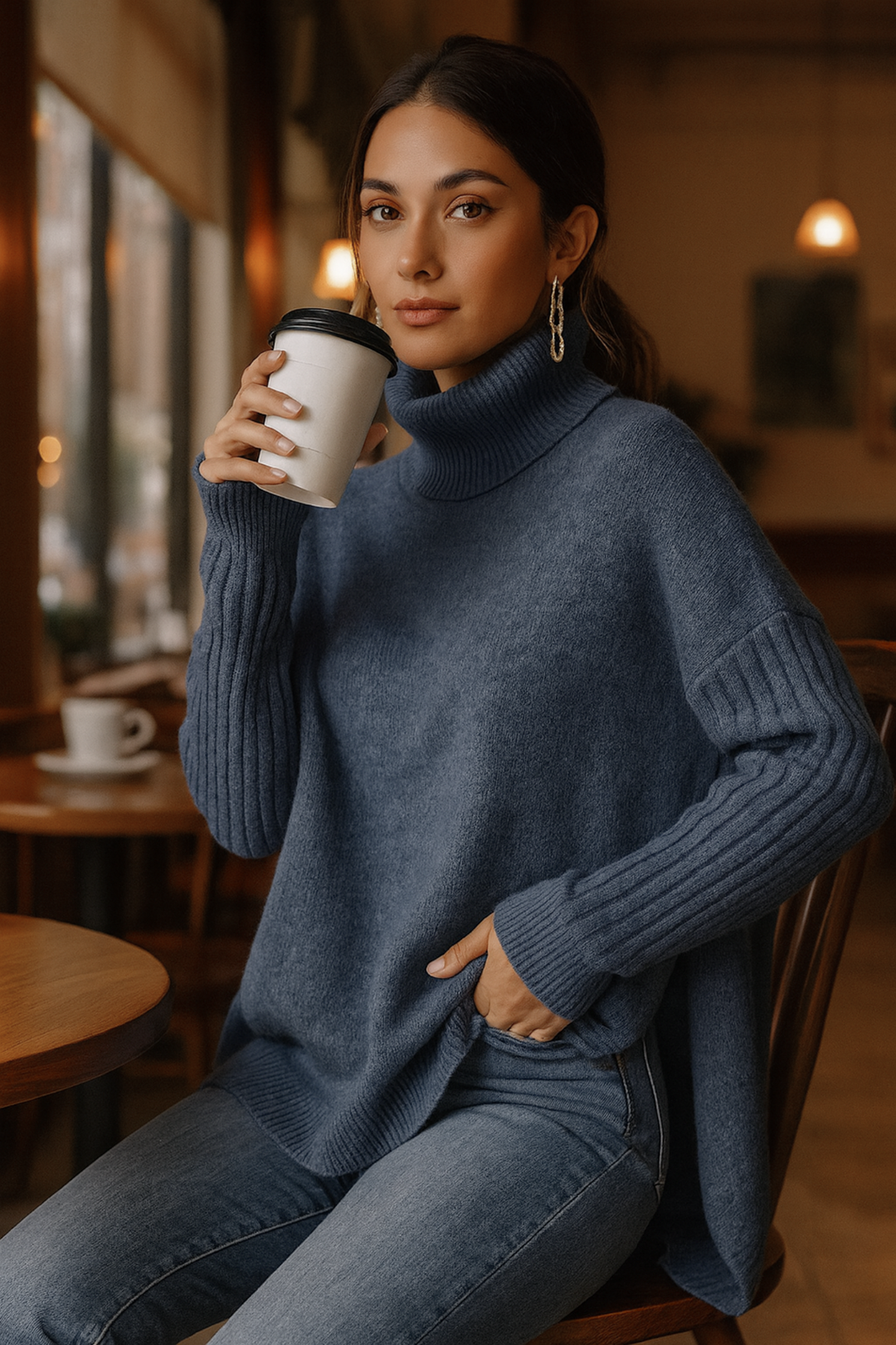 Bridgette | Langer Rollkragenpullover