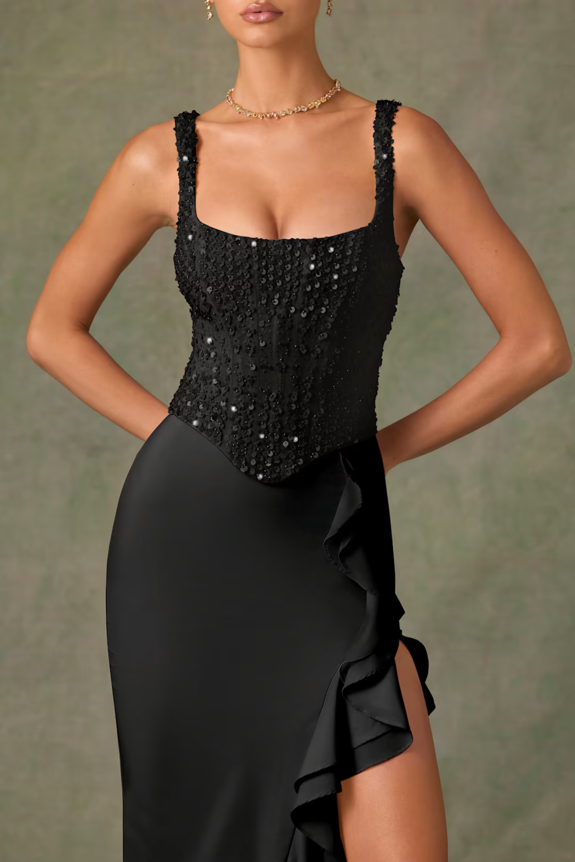 Lanira™ | Satin Korsettkleid mit Rüschen