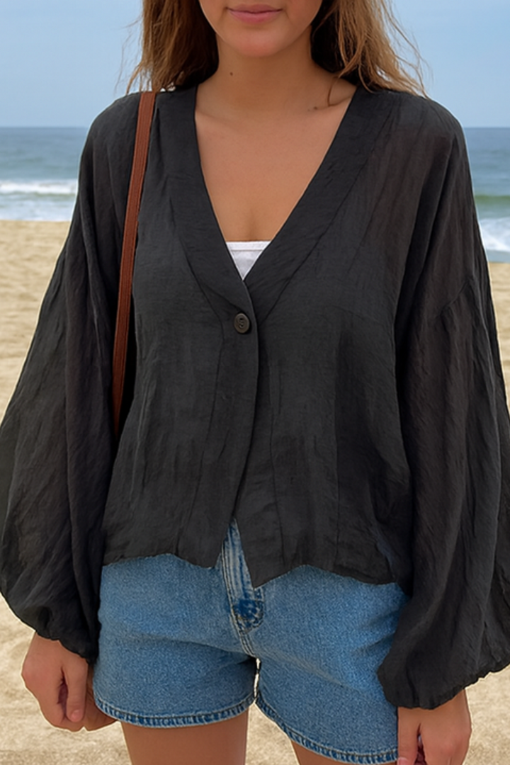 Aella Leinenbluse - Schwarz