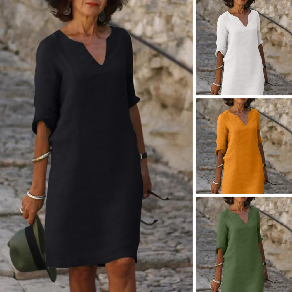 Maya | Zeitloses V-Ausschnitt-Midikleid