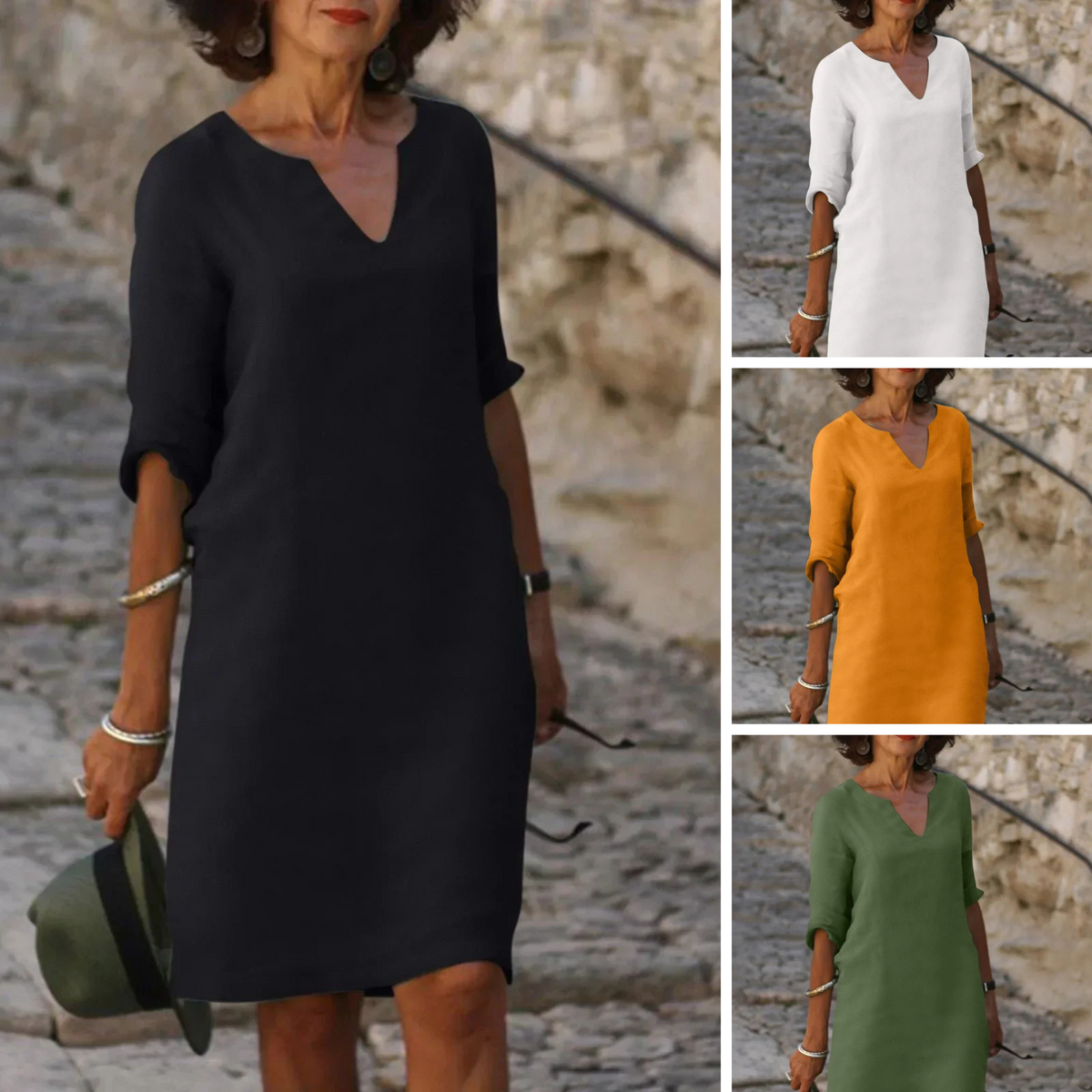 Maya™ | Zeitloses V-Ausschnitt-Midikleid