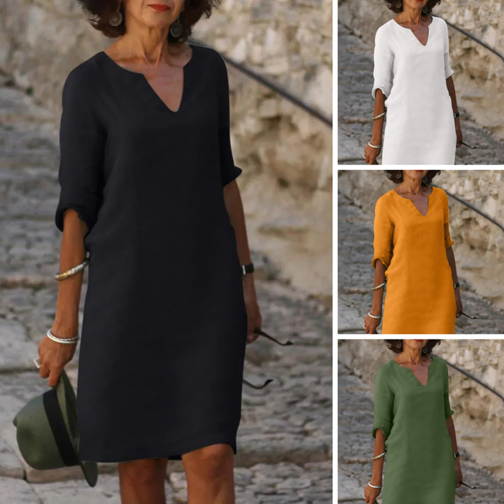 Maya™ | Zeitloses V-Ausschnitt-Midikleid
