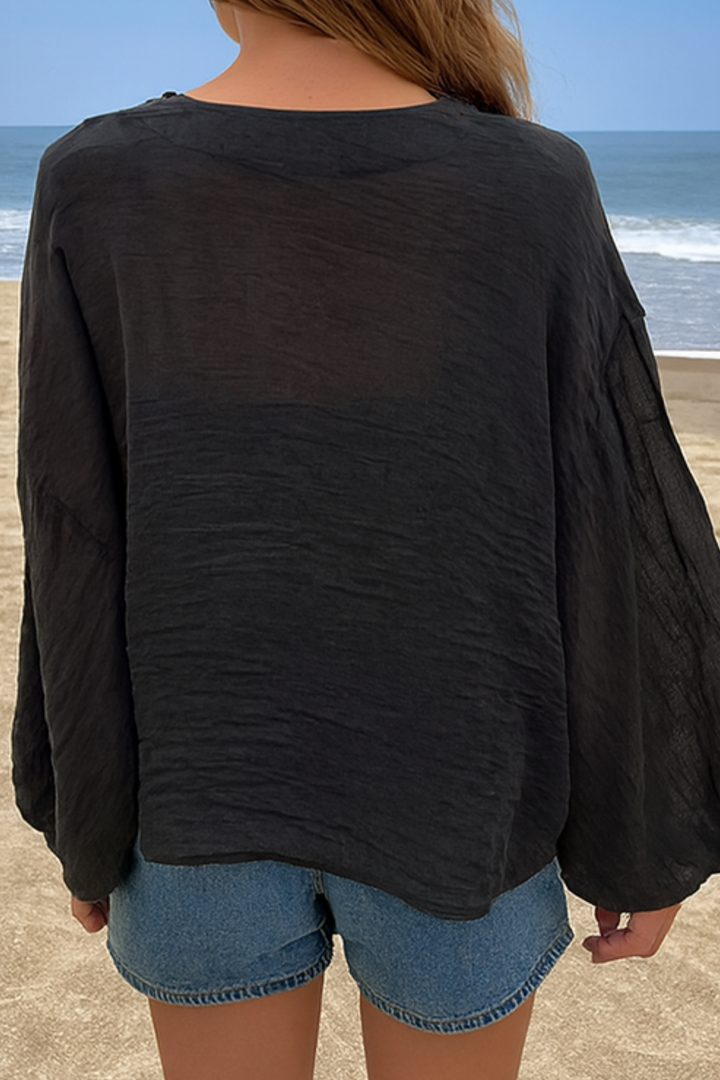 Aella Leinenbluse - Schwarz