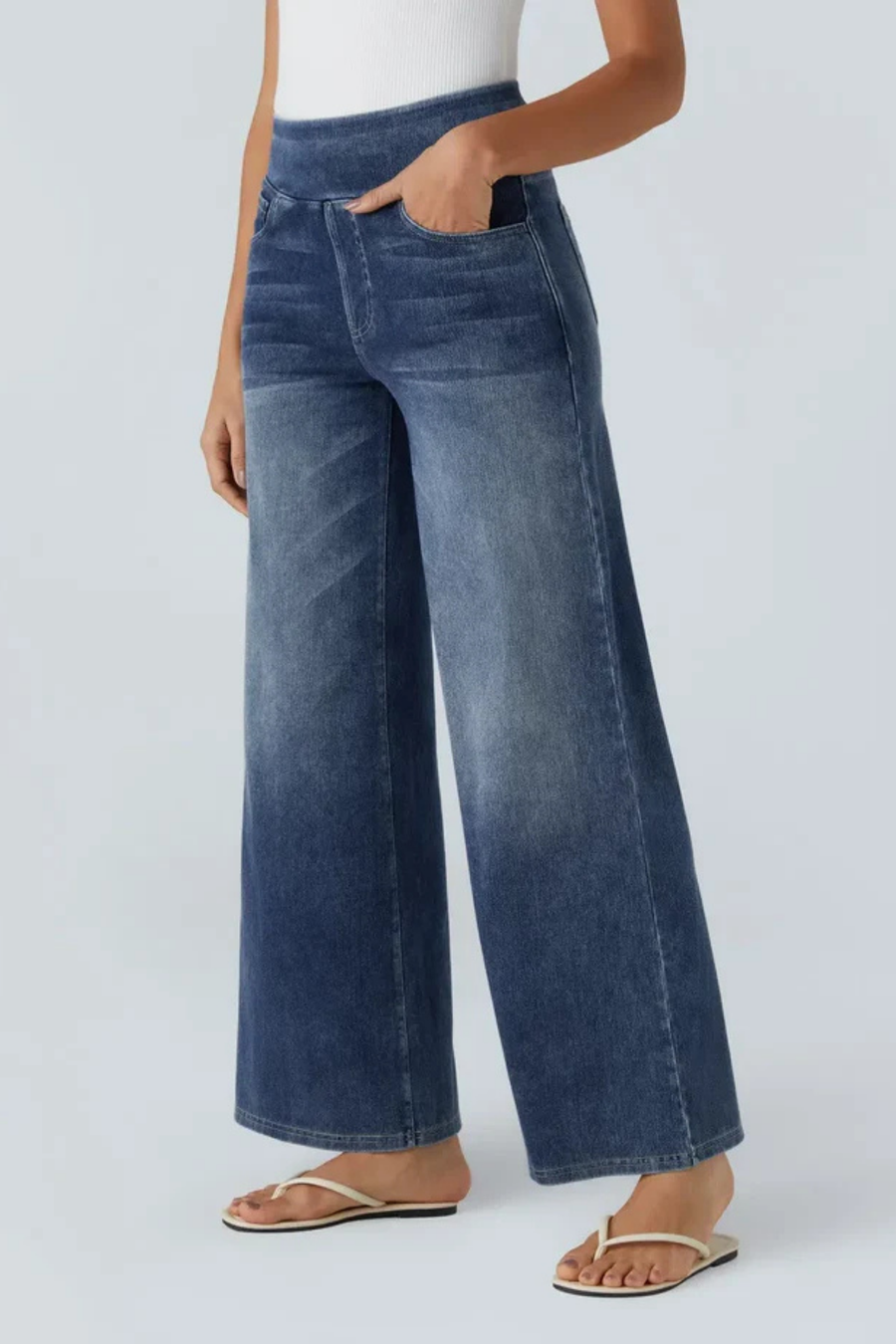 Evanna High-Waist Pants Navy