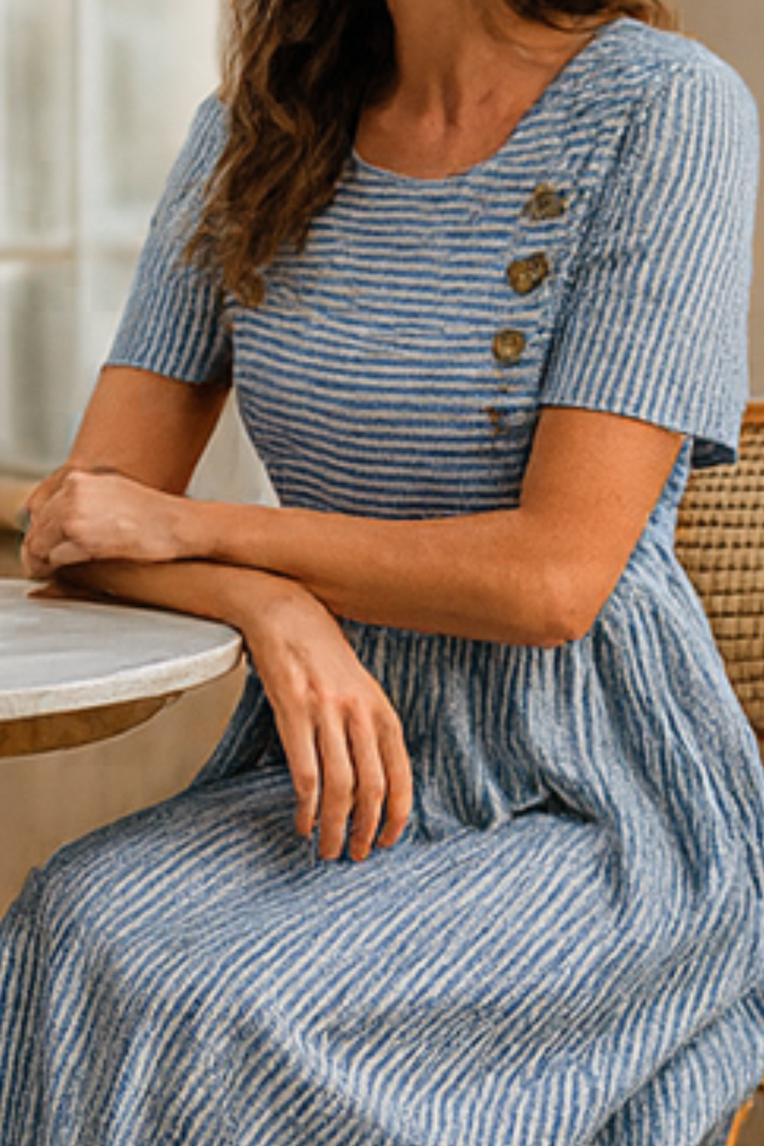 Roslyn Gestreiftes Baumwoll-Midikleid