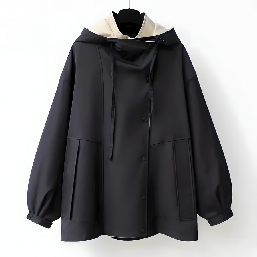 Aleera Elegant Windbreaker Jacket in Black