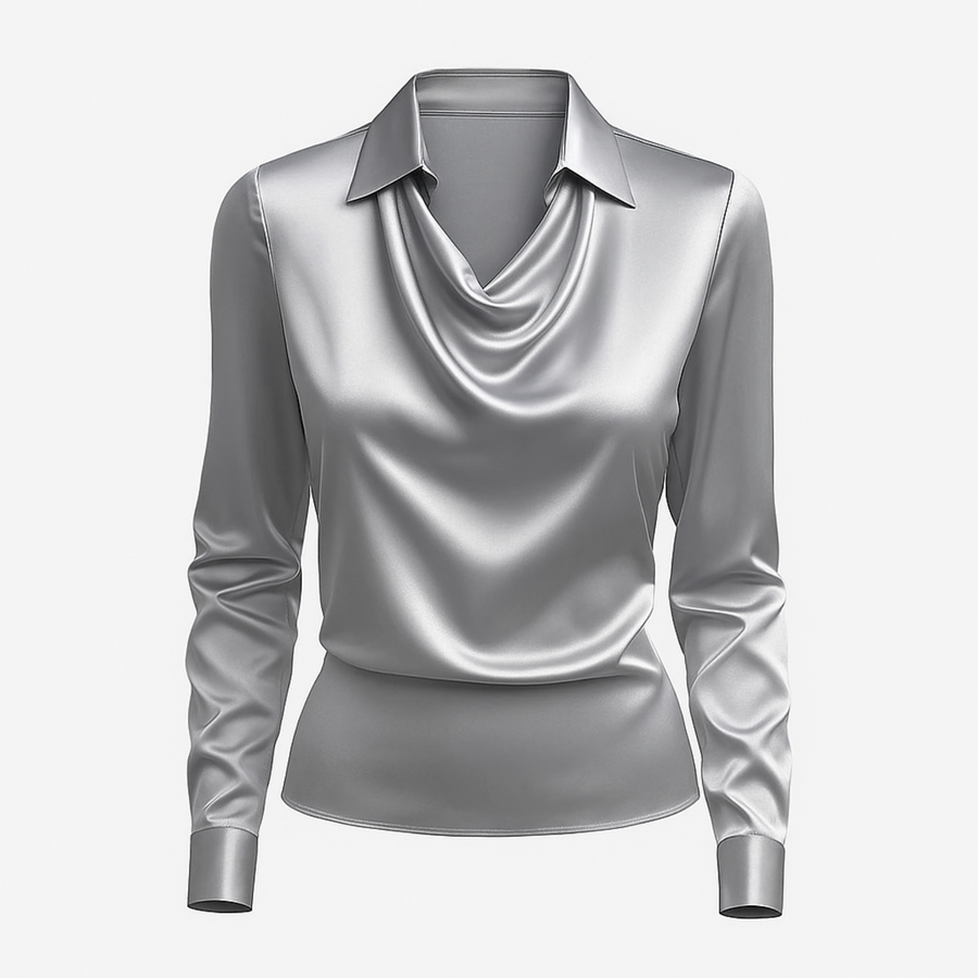 Lynn Elegant Shimmer Blouse in Silver