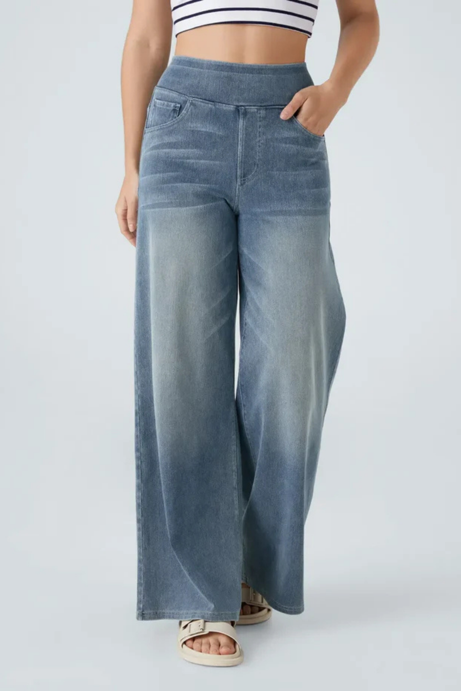 Evanna High-Waist Pants Hellblau