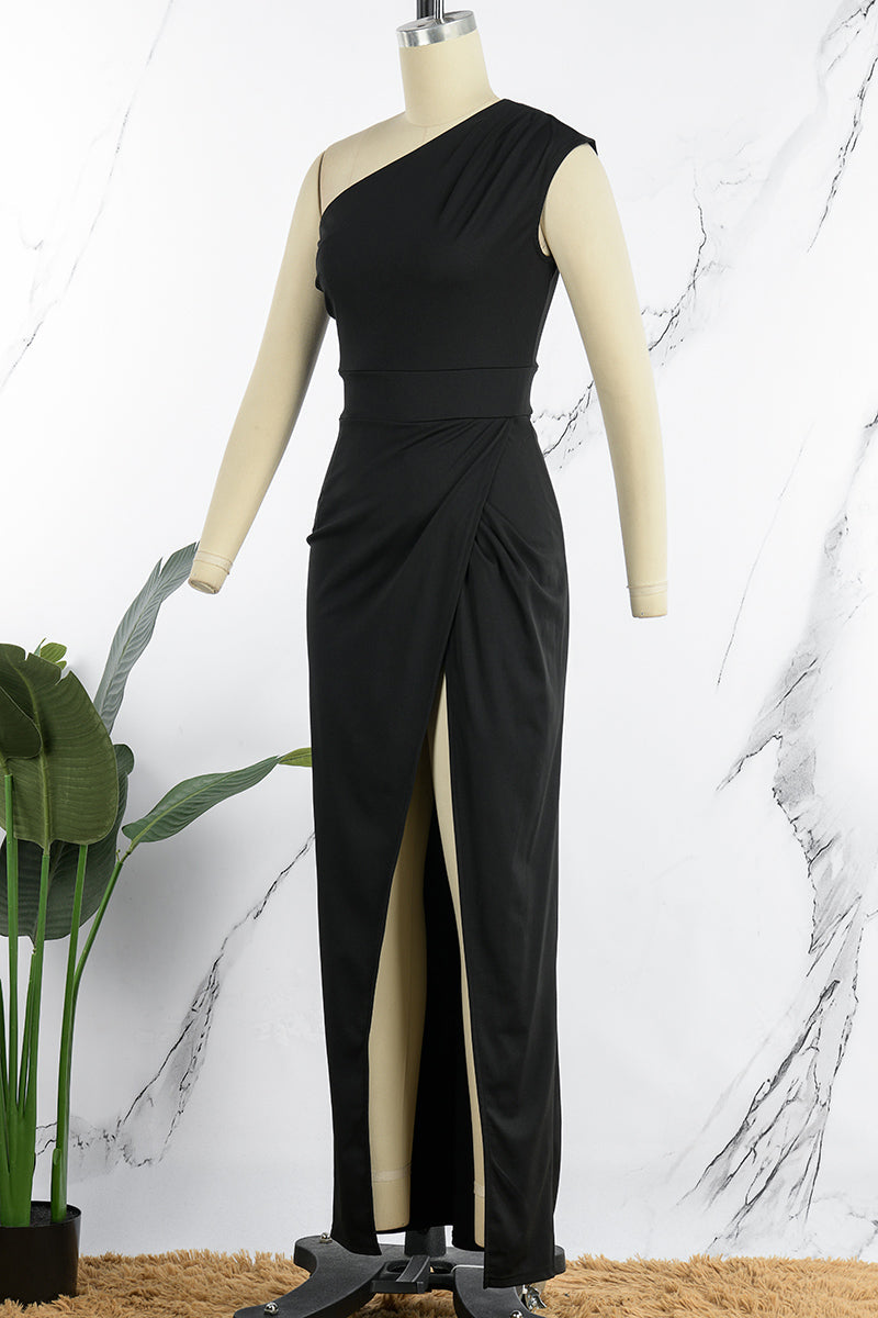 Evie – Elegantes ärmelloses Kleid mit diagonaler Halslinie