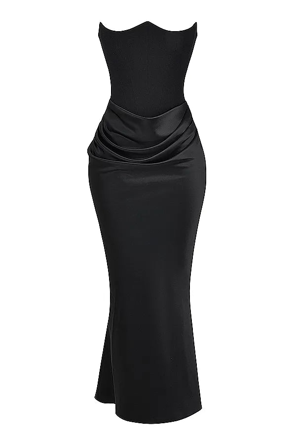 Victoria Noir | Elegantes Schwarzes Maxikleid