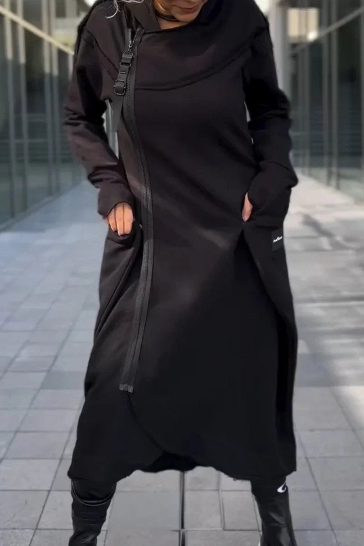 Nana Hoodie mit Reißverschluss - Schwarz