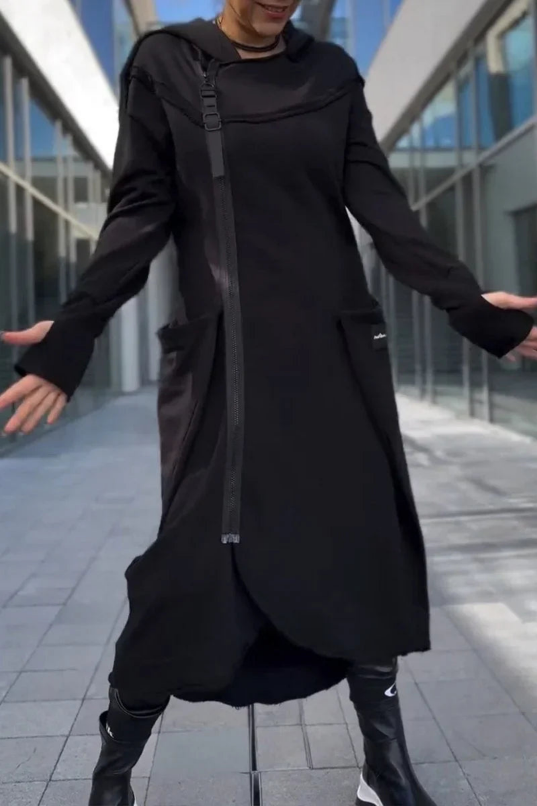 Nana Hoodie mit Reißverschluss - Schwarz