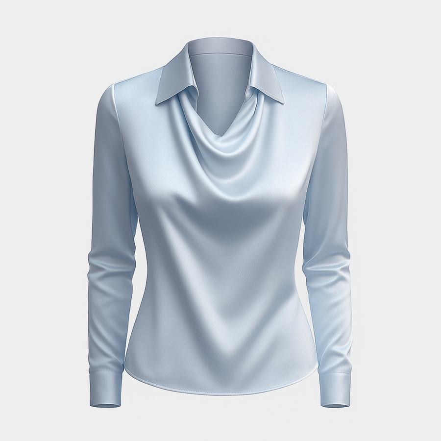 Lynn Draped Blouse in Light Blue